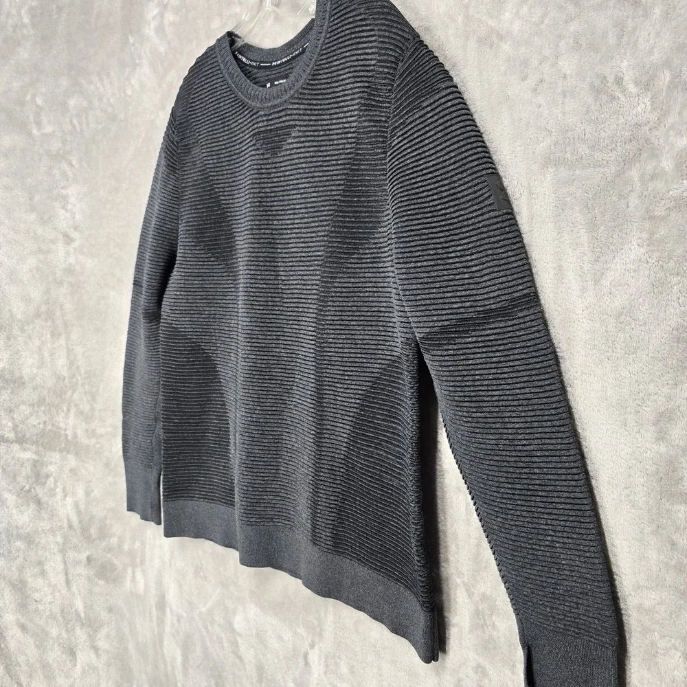 Under Armour Intelli-Knit Shirt Long Sleeve Men XXL Gray Ribbed Performance Gorp